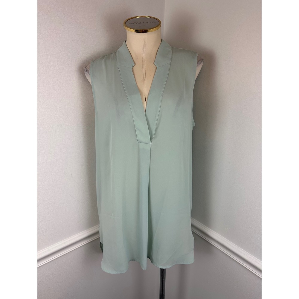 BANANA REPUBLIC Seafoam Green Sleeveless V-Neck Lightweight Tunic Top Large